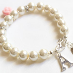 Pearl flower girl bracelet, personalized flower girl gift, wedding gift, bridal party, will you be my flower girl bracelet image 3