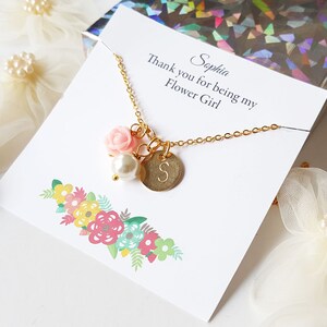 Flower girl gold necklace, personalized flower girl gift, little girl gifts, custom flower girl gift, flower girl proposal image 5