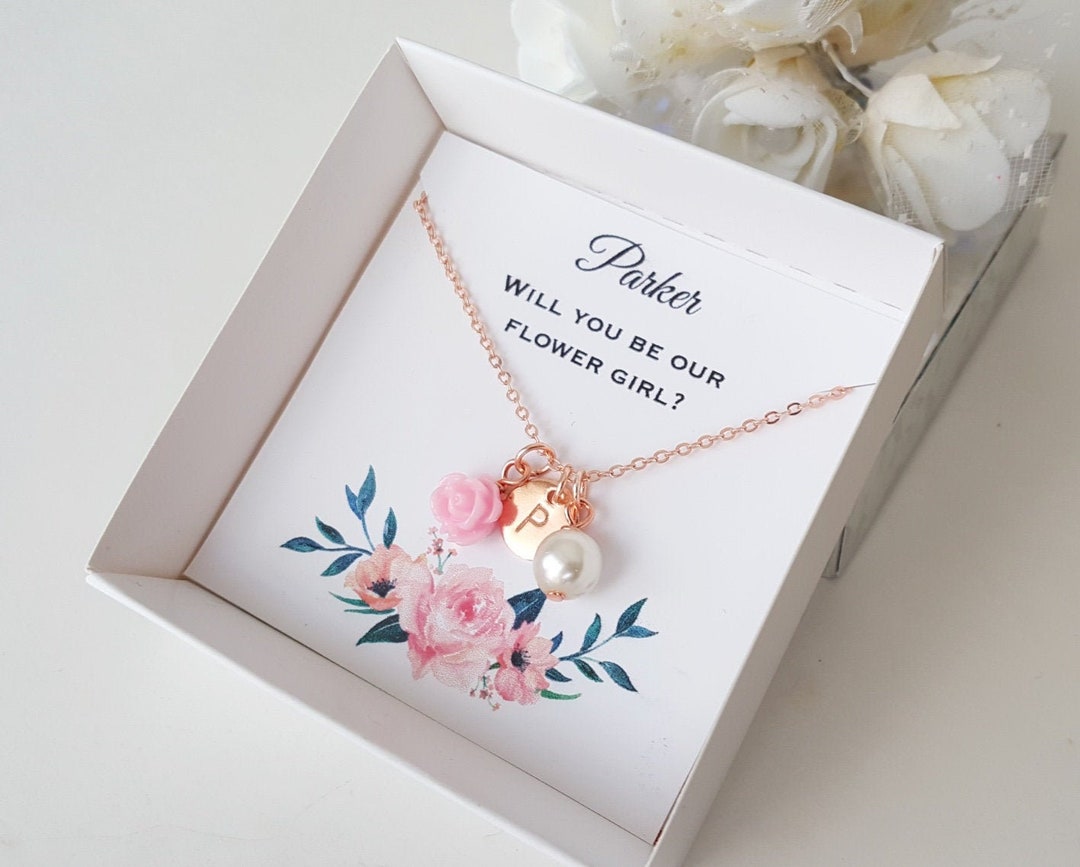 Flower Girl Proposal Gift Personalized Necklace Flower Girl Etsy