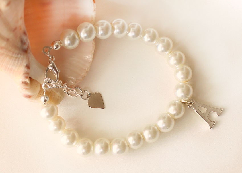 Flower Girl Pearl Bracelet Personalized Flower Girl Bracelet Etsy