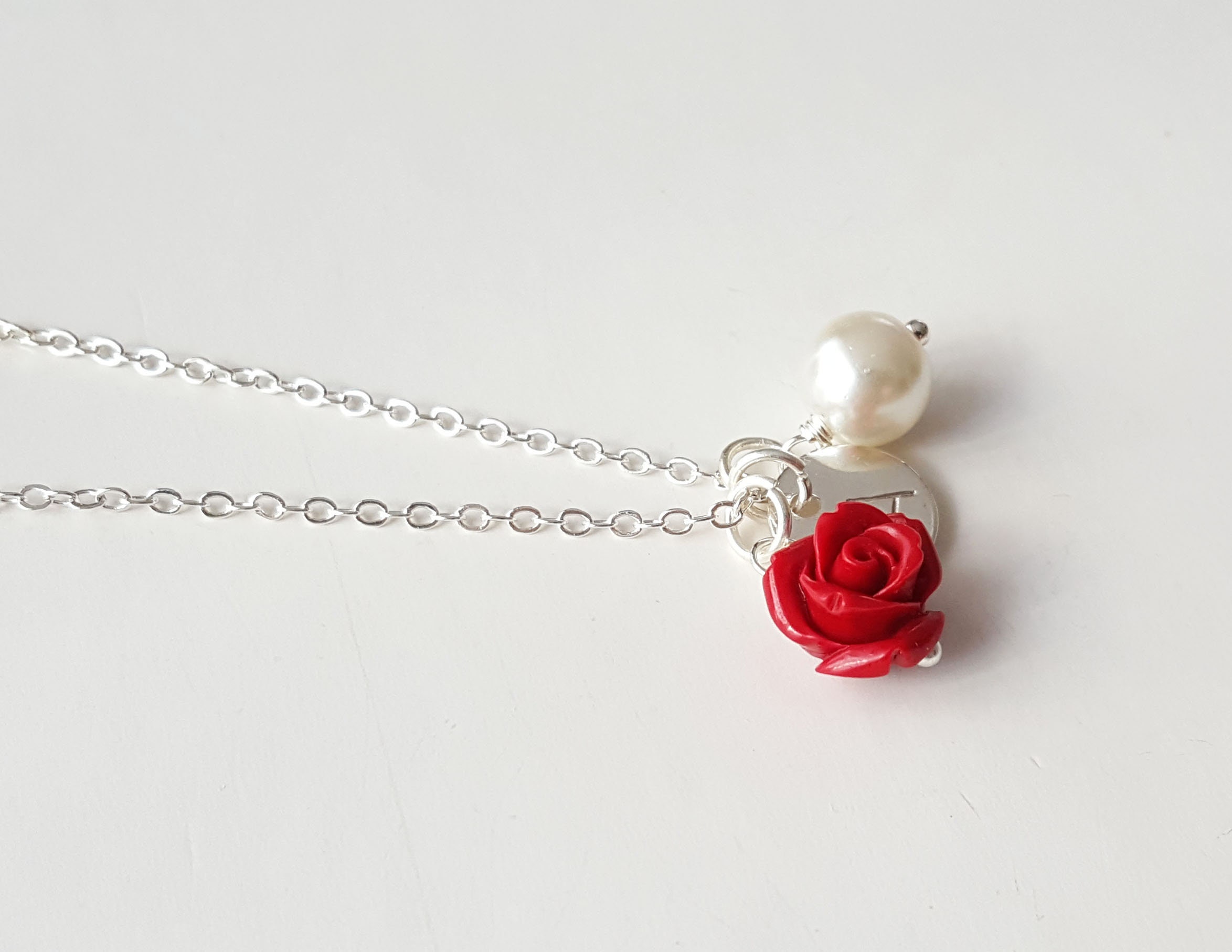 Burgundy flower girl necklace silver flower girl necklace Etsy