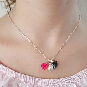 Collana per ragazze, collana personalizzata per ragazze di fiori, regalo per ragazze di fiori, collana per ragazze di fiori rosa, regalo per festa nuziale, biglietto di ringraziamento