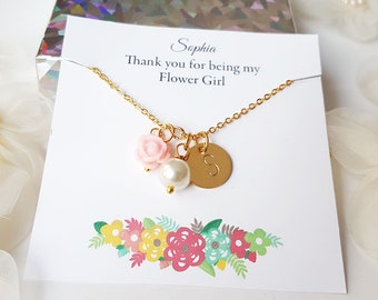Flower girl gold necklace, personalized flower girl gift, little girl gifts, custom flower girl gift, flower girl proposal