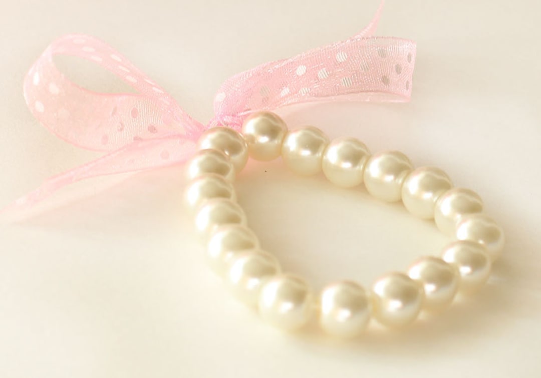 Flower Girl Pearl Bracelet Flower Girl Gift Pink and White Etsy