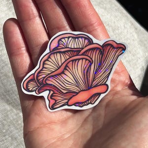 Oyster Mushroom holographic Vinyl Sticker