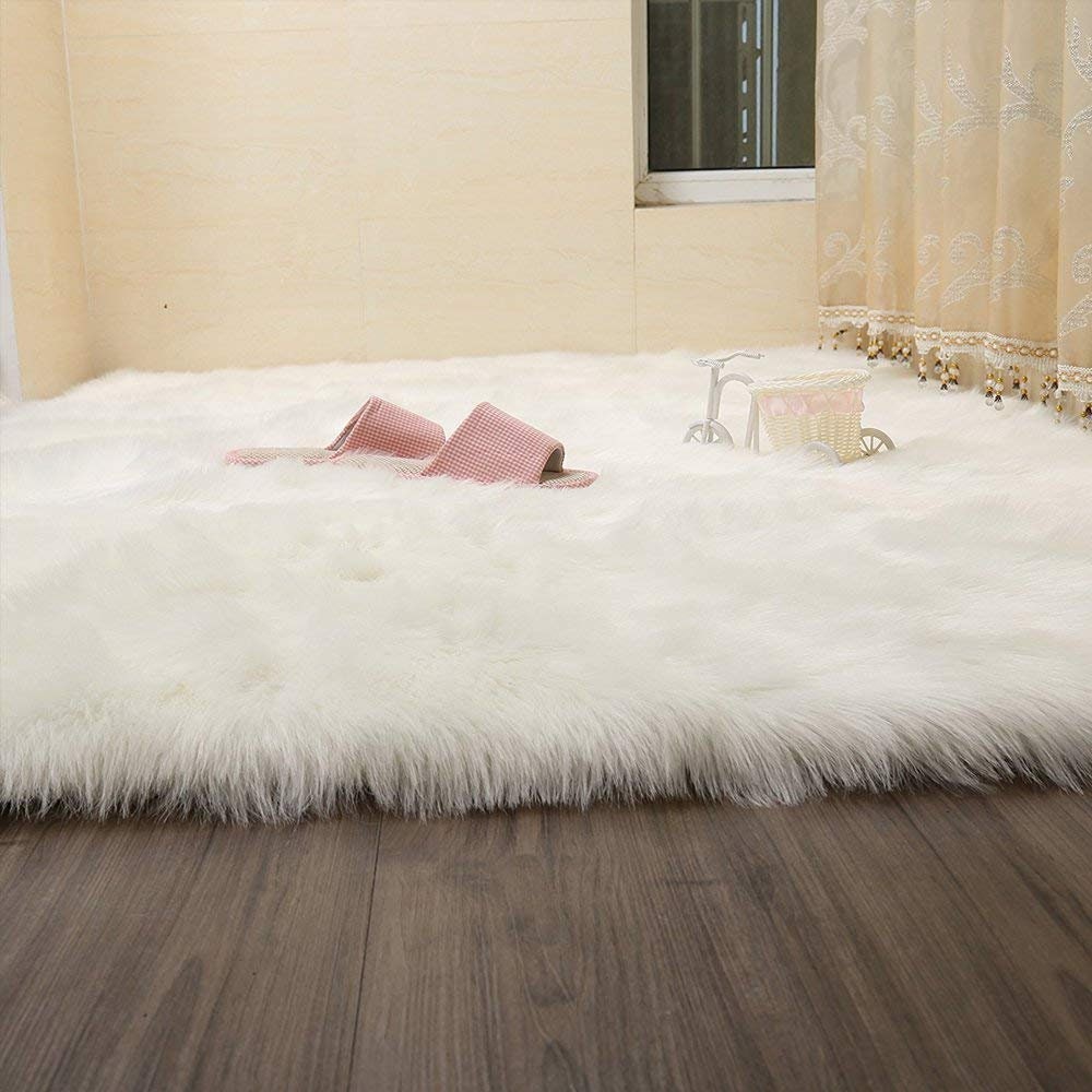 White Plush Faux Fur Area RugFloor Shaggy Carpet Rugs For Etsy