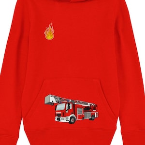 Children&#39;s sweatshirt &quot;Fire Department&quot; red, hoodie for children, hooded shirt, children&#39;s clothing