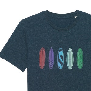 Surfboard T-Shirt, mottled blue, surfer t-shirt, short-sleeved shirt, men&#39;s t-shirt, screen printing, surfing, surfboard, surfer, beach, clothing