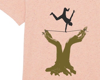 Shirt "Slackline" printed, mottled pink, T-shirt, women's shirt with screen printing