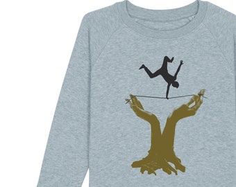 Children's sweatshirt, slackline, climbing, light gray, children's shirt with screen printing