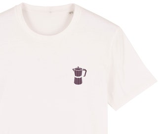 T-Shirt Coffee, Addict, Kaffee Shirt für Männer, cremeweiß, Biobaumwolle, bedruckt, Espresso
