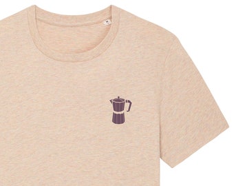 T-Shirt Coffee, Addict, coffee shirt for men, rosé, organic cotton, printed, espresso