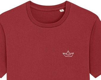 T-shirt "Paper Boat", wine red, men's shirt, men's shirt, printed, screen printed, t-shirt