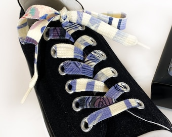 Shoelaces, 100 cm long, "purple pattern mix", unique items, hand-printed, high quality, flat laces, patterned, self-printed, multicolored