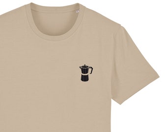 T-Shirt Coffee, Addict, coffee shirt for men, beige, organic cotton, printed, espresso