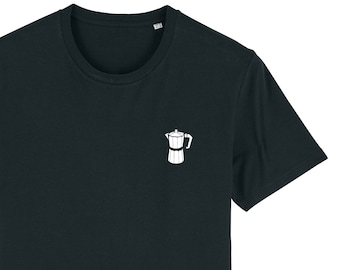 T-Shirt Coffee, Addict, coffee shirt for men, black, organic cotton, printed, espresso