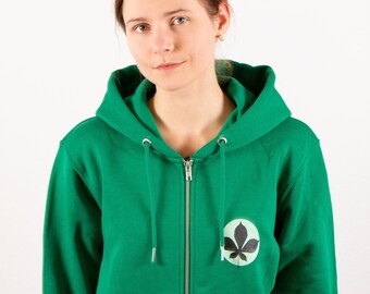 Jacket, "leaf", sweat jacket, hoodie, hooded jacket, printed, screen printed