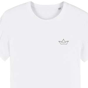 T-shirt &quot;Paper Boat&quot;, white, men&#39;s shirt, men&#39;s shirt, printed, screen printed, t-shirt