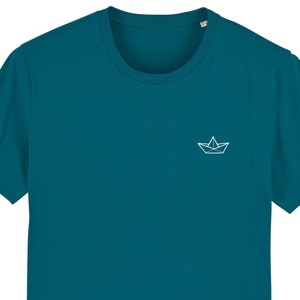 T-Shirt &quot;Paper Boat&quot;, petrol, men&#39;s shirt, men&#39;s shirt, printed, screen print, T-Shirt