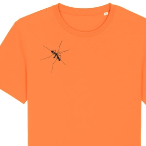T-shirt, crane motif, orange, men's shirt