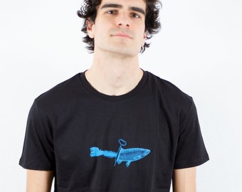 T-shirt, "Canned Fish", men's shirt, screen print, fish motif, men's shirt, men