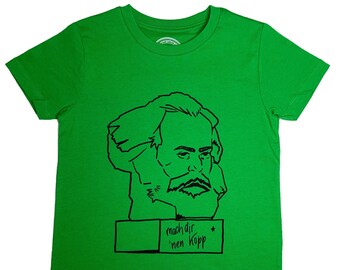 Camiseta infantil "Mach dir nen Kopp" verde, camiseta estampada, camisa estampada, algodão orgânico, serigrafia