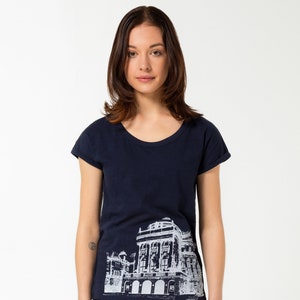 Women&#39;s shirt &quot;Opera House&quot;, navy, printed T-shirt, women, festively casual