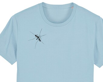 T-shirt, crane motif, light blue, men's shirt