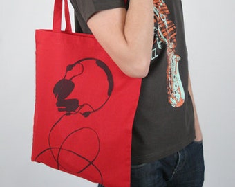 Sale: bag headphones, red, carrying bag, jute bag, cotton bag, shopper