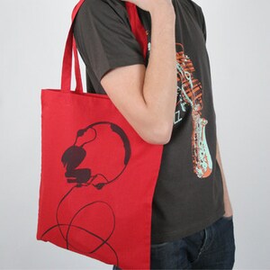 Sale: bag headphones, red, carrying bag, jute bag, cotton bag, shopper image 1