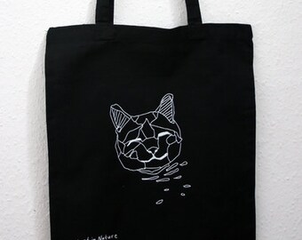 Sale: Cat Bag, Cotton Bag, Screen Printed, Hand Printed