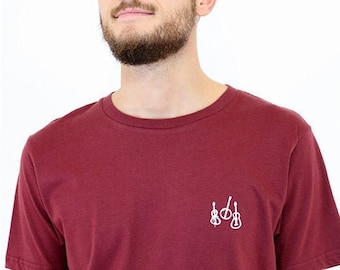 T-Shirt Musikinstrumente in burgundy, bedruckt, Unisex, Herren, Bio-Baumwolle