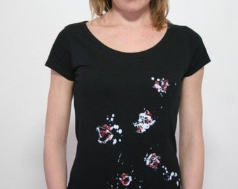 Blusa feminina blobs, preta, camiseta, estampada, serigrafada,