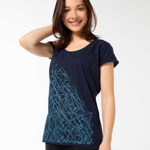 &quot;Schnittmuster&quot; women&#39;s shirt, navy, printed T-shirt, women, graphic, festively casual