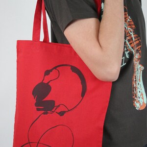 Sale: bag headphones, red, carrying bag, jute bag, cotton bag, shopper image 3