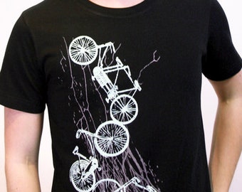 T-shirt "Bicycles" organic, men's, black, short-sleeved shirt