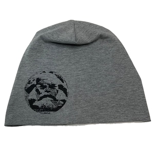 Beanie cap Karl-Marx, grey, printed, culture, Chemnitz, screen printing, printed headgear, jersey