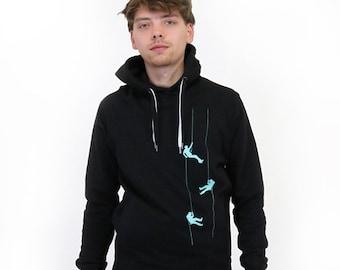 Hoodie "Climber", black, hooded sweatshirt, pullover, unisex, bouldering