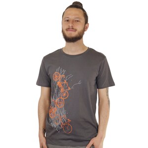 T-shirt “Fietsen” in grijs, zeefdruk, bedrukt, duurzaam