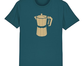 T-Shirt Coffee, Addict, coffee shirt for men, petrol
