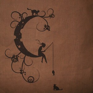 Sale: Moon Cat Bag, Shopper, Cat, Cotton Bag, Shopper, Carrying Bag Printed, Screen Printing