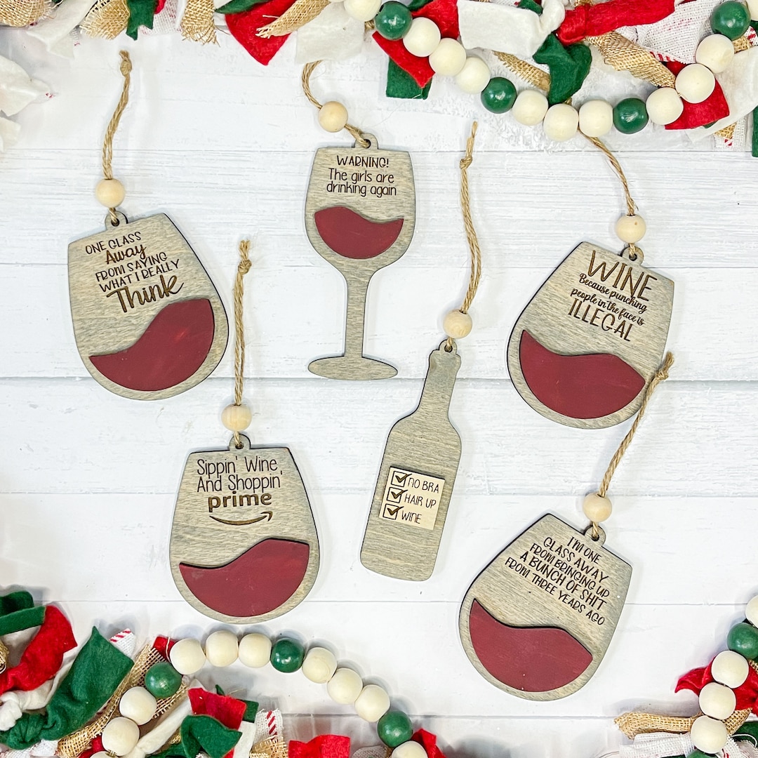 Funny Wine Ornaments Wine Glass Ornaments Gift for Friend Etsy