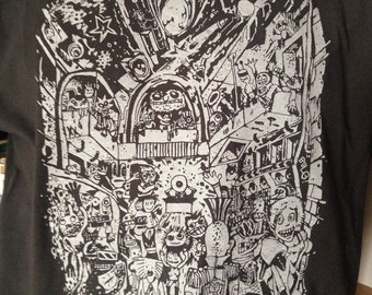 T-Shirt „Partydome“ ,   Fairtrade Shirt aus Biobaumwolle, vegane Druckfarben Handmade Siebdruck, Ash Gray