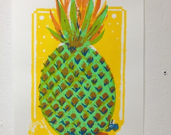 Ananas – Handmade Siebdruck, Illustration, Screenprint, 30 x 40 cm, limitiert signiert