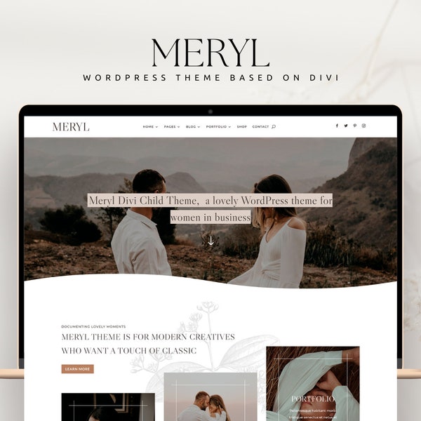 Photography WordPress Theme / Boho Photography / Event Planner / Divi Child Theme / stylist / flourists / portrait photographers