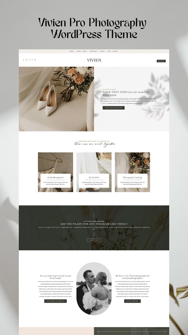 Photography WordPress Template Vivien Pro / Divi Child Theme / Event Planner / Florist /Wedding Photography / Stylist image 5