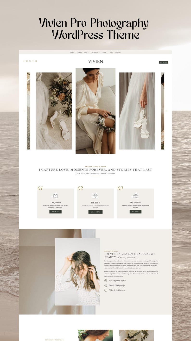 Photography WordPress Template Vivien Pro / Divi Child Theme / Event Planner / Florist /Wedding Photography / Stylist image 4