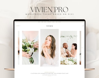 Photography WordPress Theme Vivien Pro / Divi Child Theme / Event Planner / Florist /Wedding Photography / Stylist