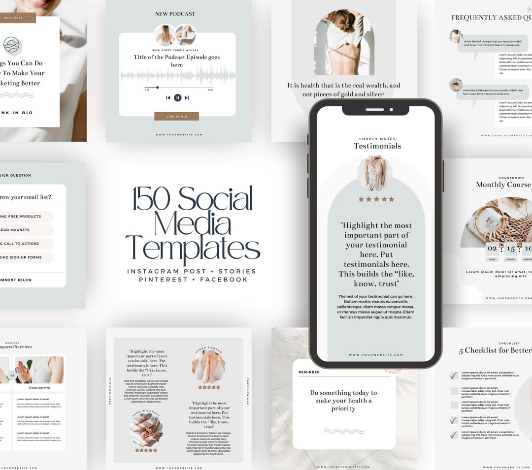 Blue Canva Wellness Health Social Media Templates Olivia Pro - Etsy