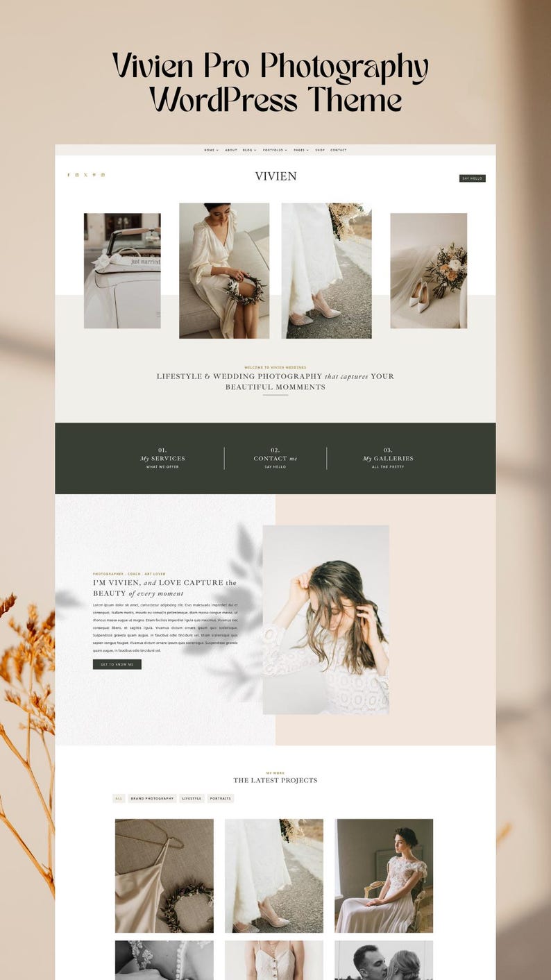 Photography WordPress Template Vivien Pro / Divi Child Theme / Event Planner / Florist /Wedding Photography / Stylist image 6